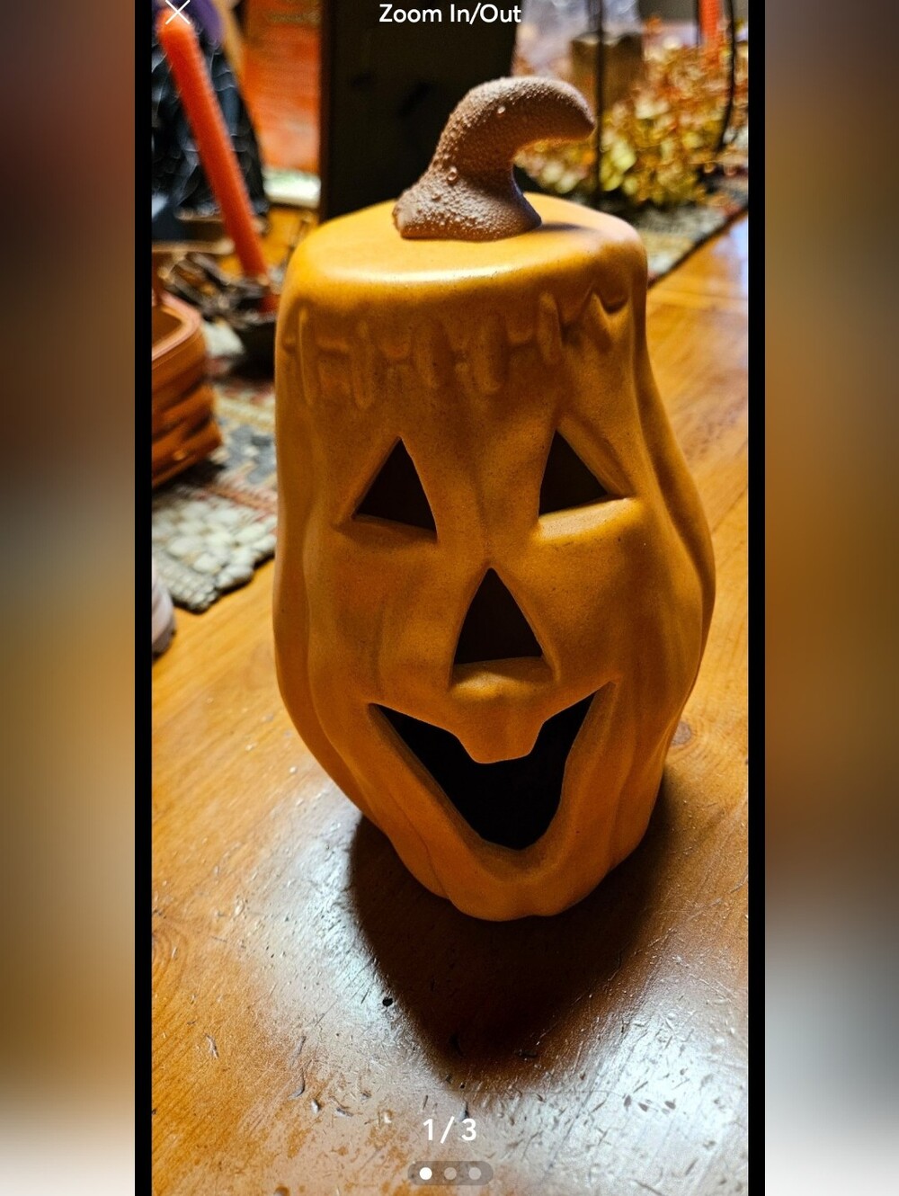 Ceramic Frankenstein Jack-O'-Lantern Lantern - Orange Pumpkin Home Accent